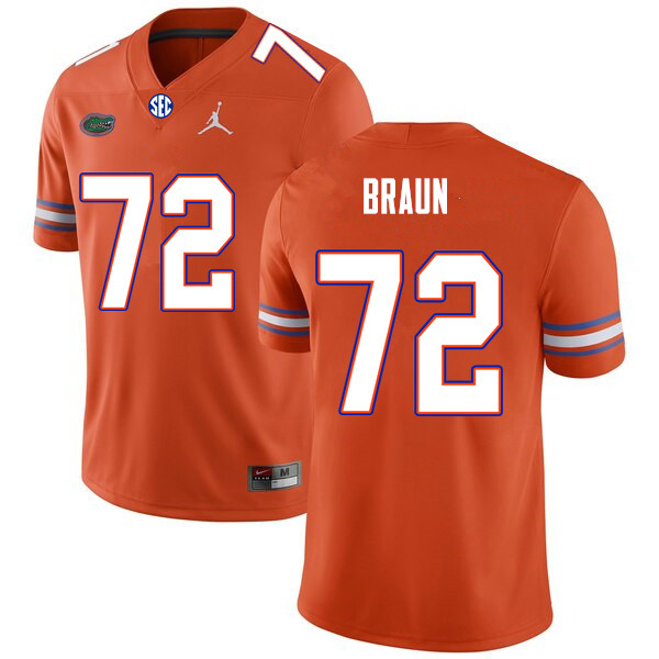 Men #72 Josh Braun Florida Gators College Football Jerseys Sale-Orange